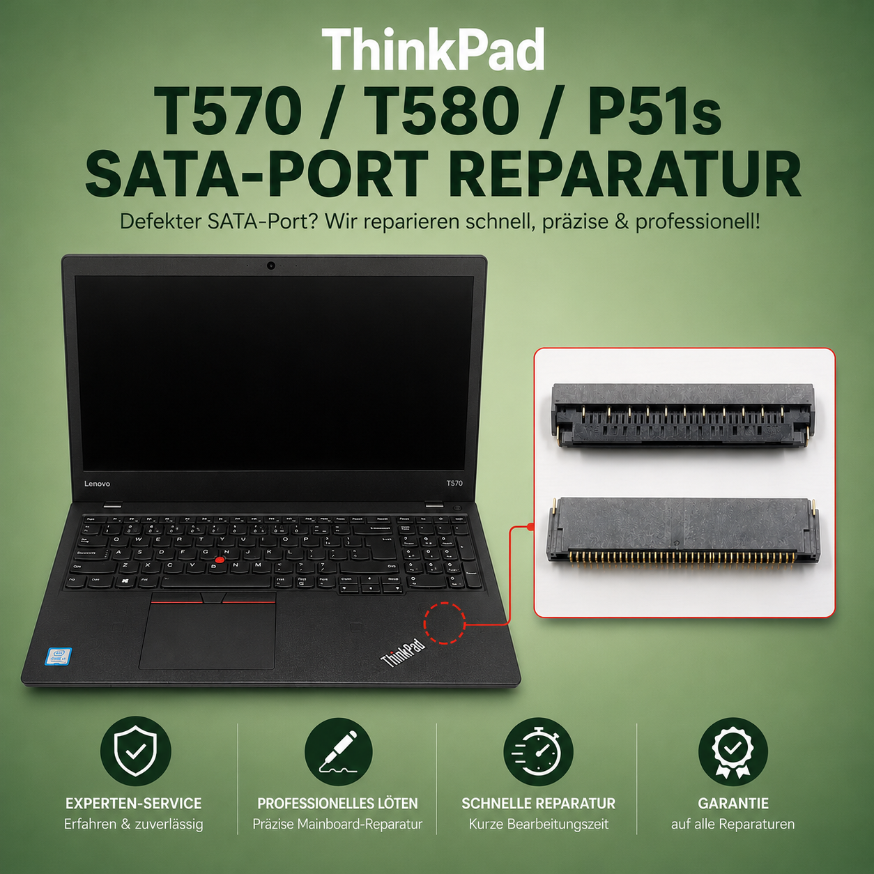 Lenovo ThinkPad T570 T580 P51S Sata NVMe M2 Connector, Festplattenanschluss Reparatur