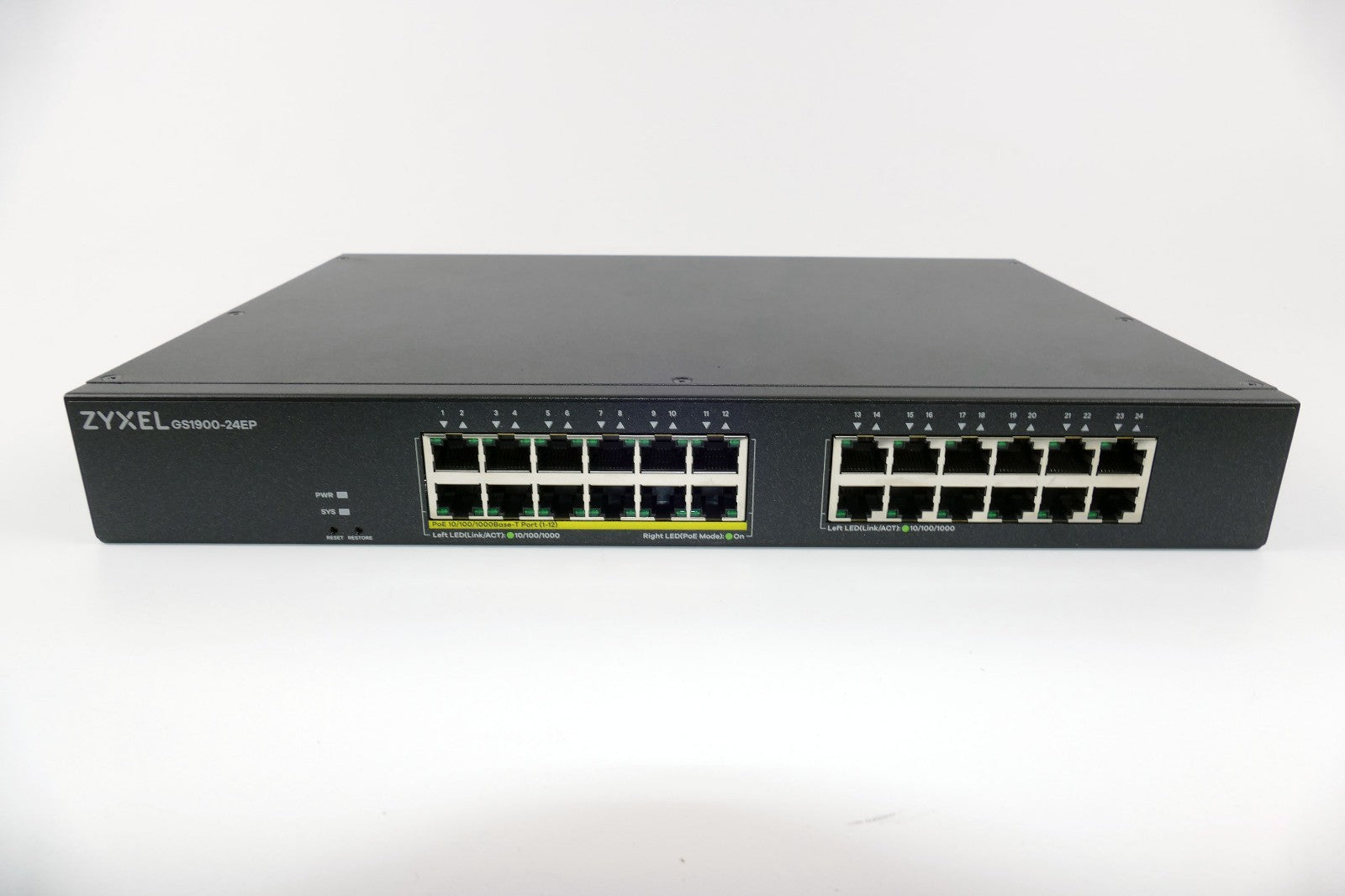 Zyxel GS1900-24EP -24 Port GbE L2 Smart Switch,12x PoE+ Ports,130Watt, rackmount