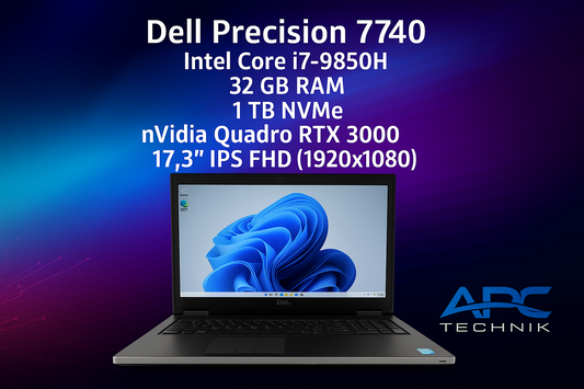 Dell Precision 7740 Workstation Laptop 17,3" i7-9850H 32GB Ram 1TB NVMe RTXA3000