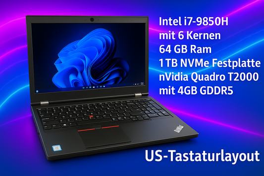 Lenovo ThinkPad P53 15,6" Workstation i7-9850H 64GB Ram 1TB SSD T2000 -US QWERTY